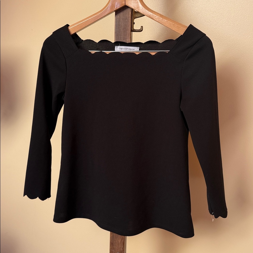 The Vanity Room Black Scalloped Top